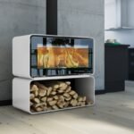 Lotus Living Cube Kaminofen Alpin White, Rauchabgang oben – Bild 2