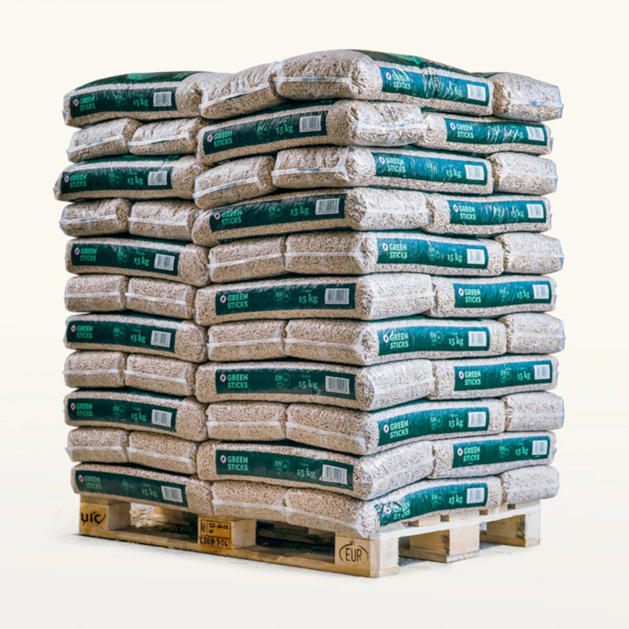 holzpaletts-green-sticks-palette-hello-heatdr GREENSTICKS Premium Holzpellets ENplus A1 – Sackware 990kg Palette – Bild 1