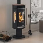 Oranier Rota Twist Kaminofen Stahl Schwarz / Topplatte Keramik Grappa – Bild 2